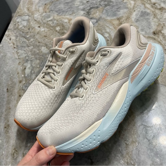 BROOKS Glycerin GTS 21 Running Shoes Coconut Aqua Autumn Sunset Size 10 Medium - Picture 4 of 14